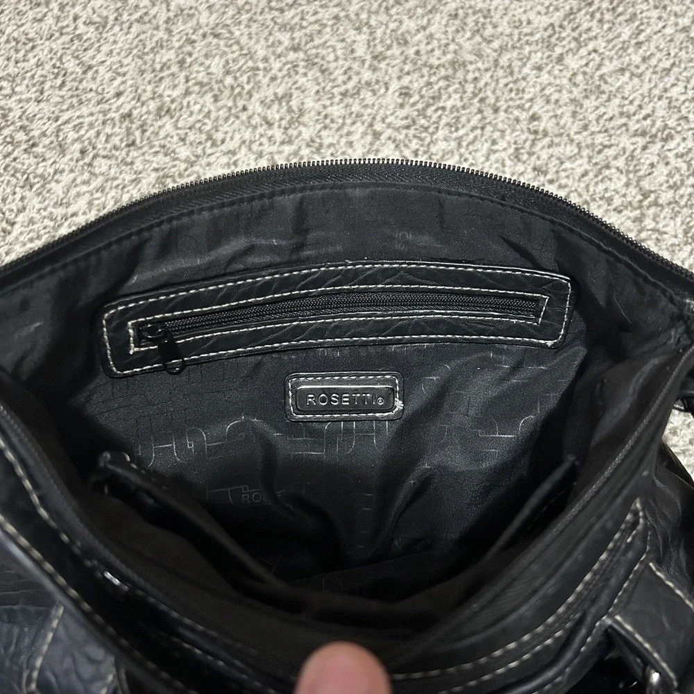 ROSETTI DOUBLE STRAP BLACK LEATHER SATCHEL‎ PURSE ADJUSTABLE